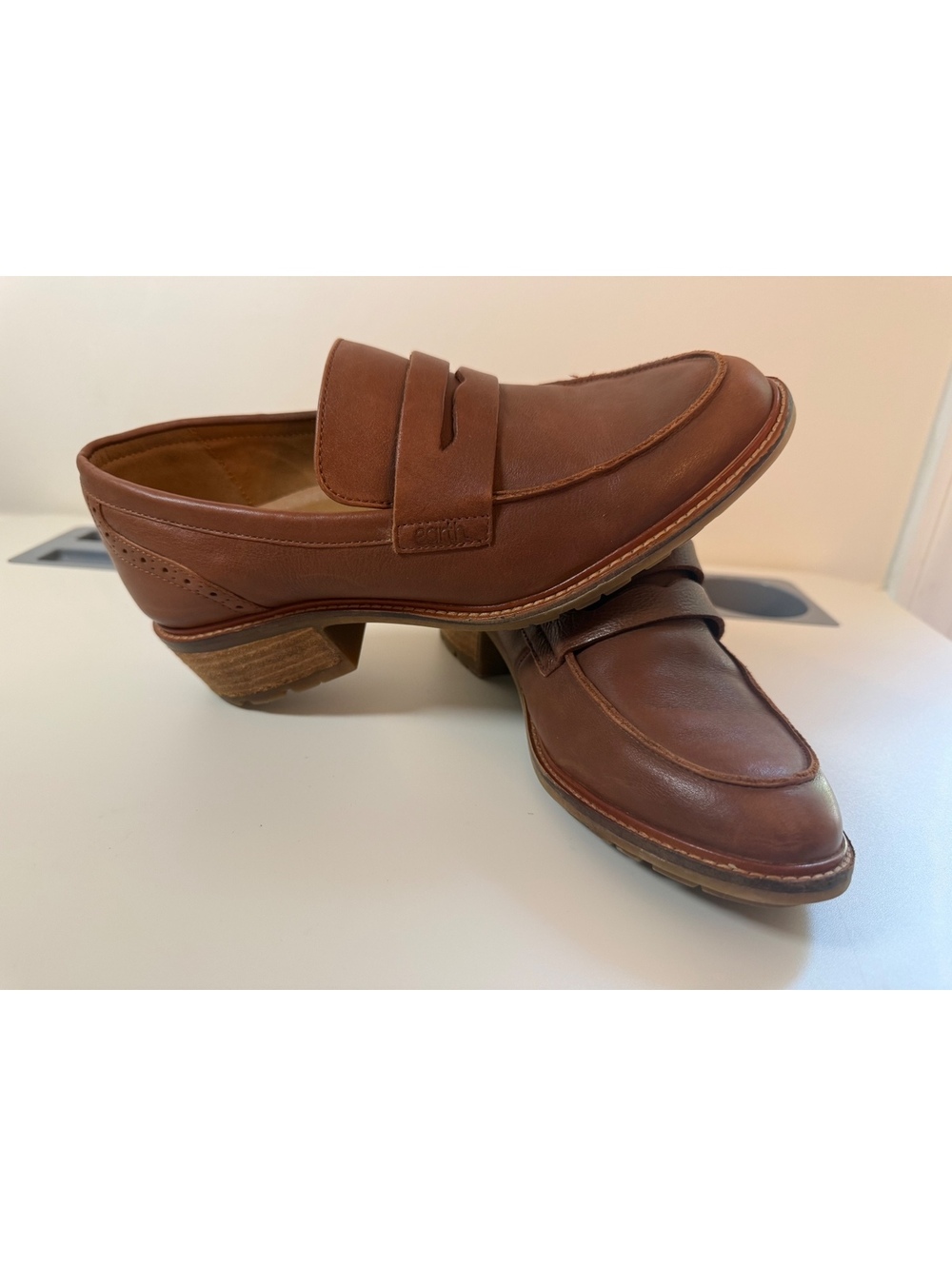 earth Brown Leather Penny Loafers - Women's Mules & Clogs - Picture 4 of 9